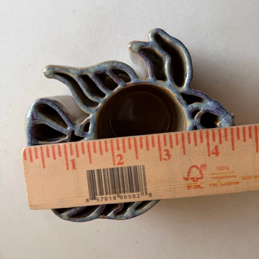 VTG‎ Bay Pottery Stoneware Tea Light Candle Holder 3D Beta Fish Drip Glazed